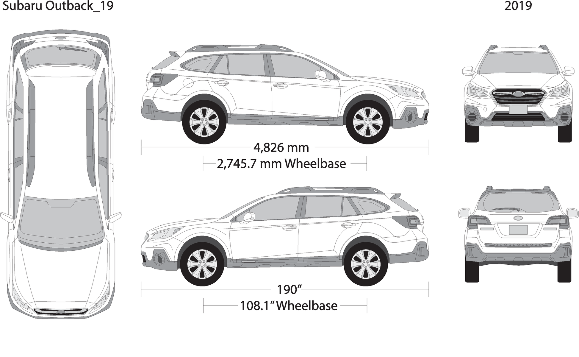 2019 Subaru Outback V19 Vehicle Wrap Template