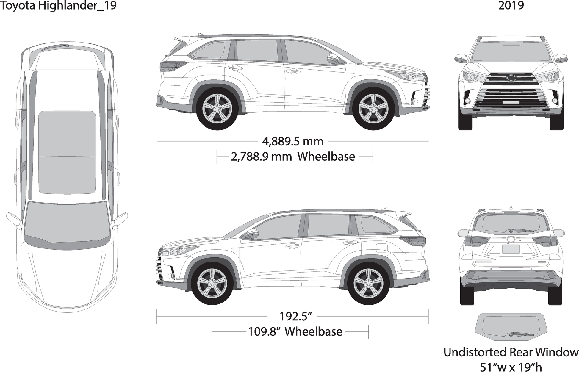 2019 Toyota Highlander V19 Vehicle Wrap Template