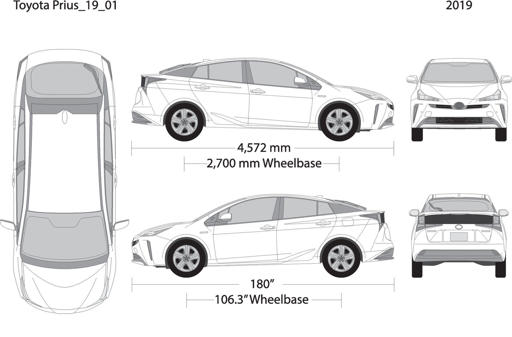 2019 Toyota Prius V01 Vehicle Wrap Template