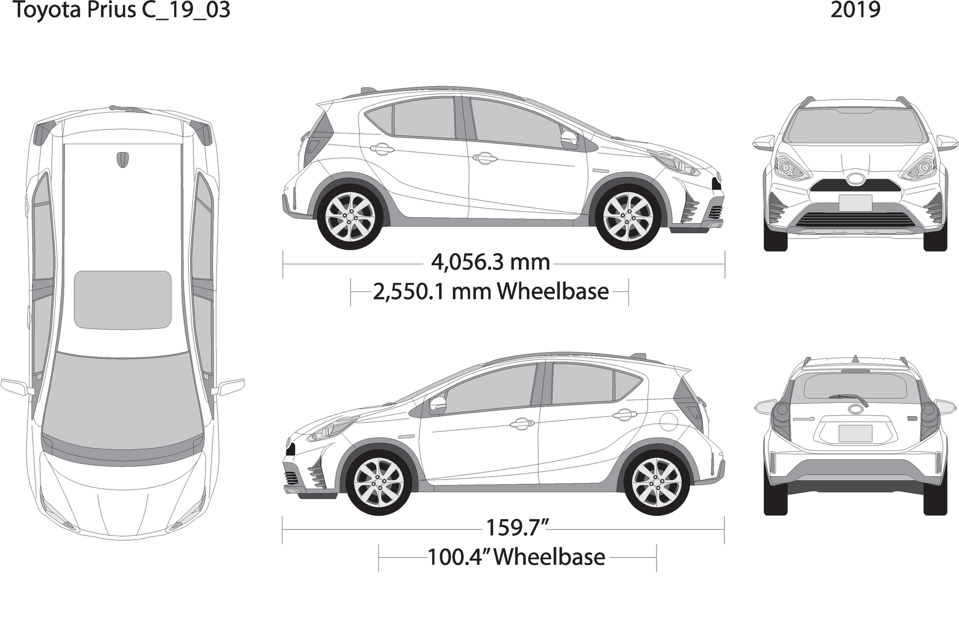2019 Toyota Prius V03 Vehicle Wrap Template
