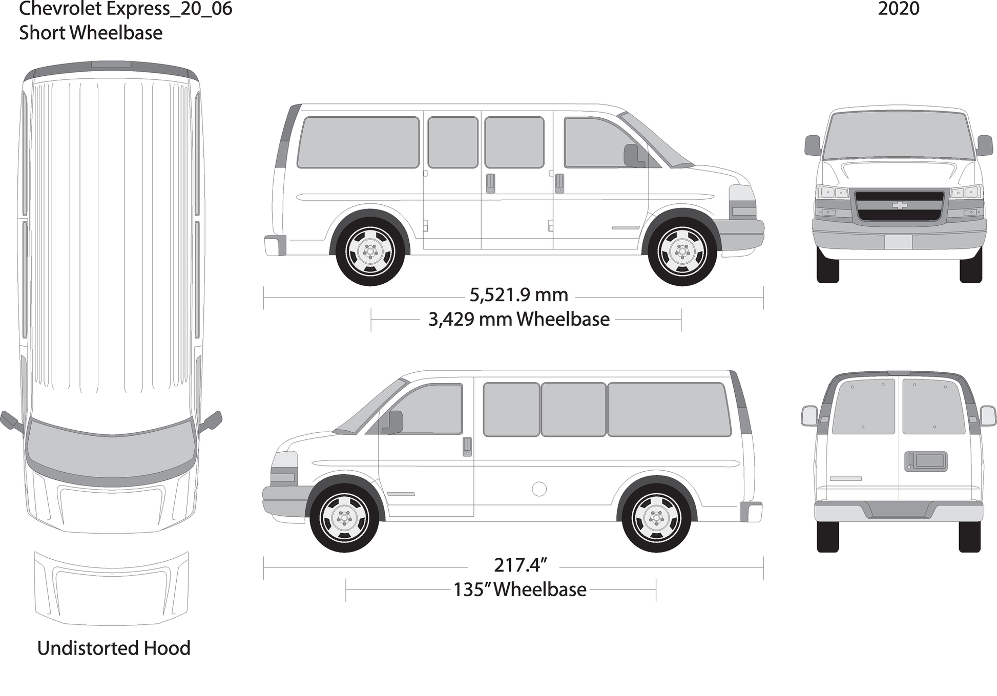 2020 Chevy Express V06 Vehicle Wrap Template