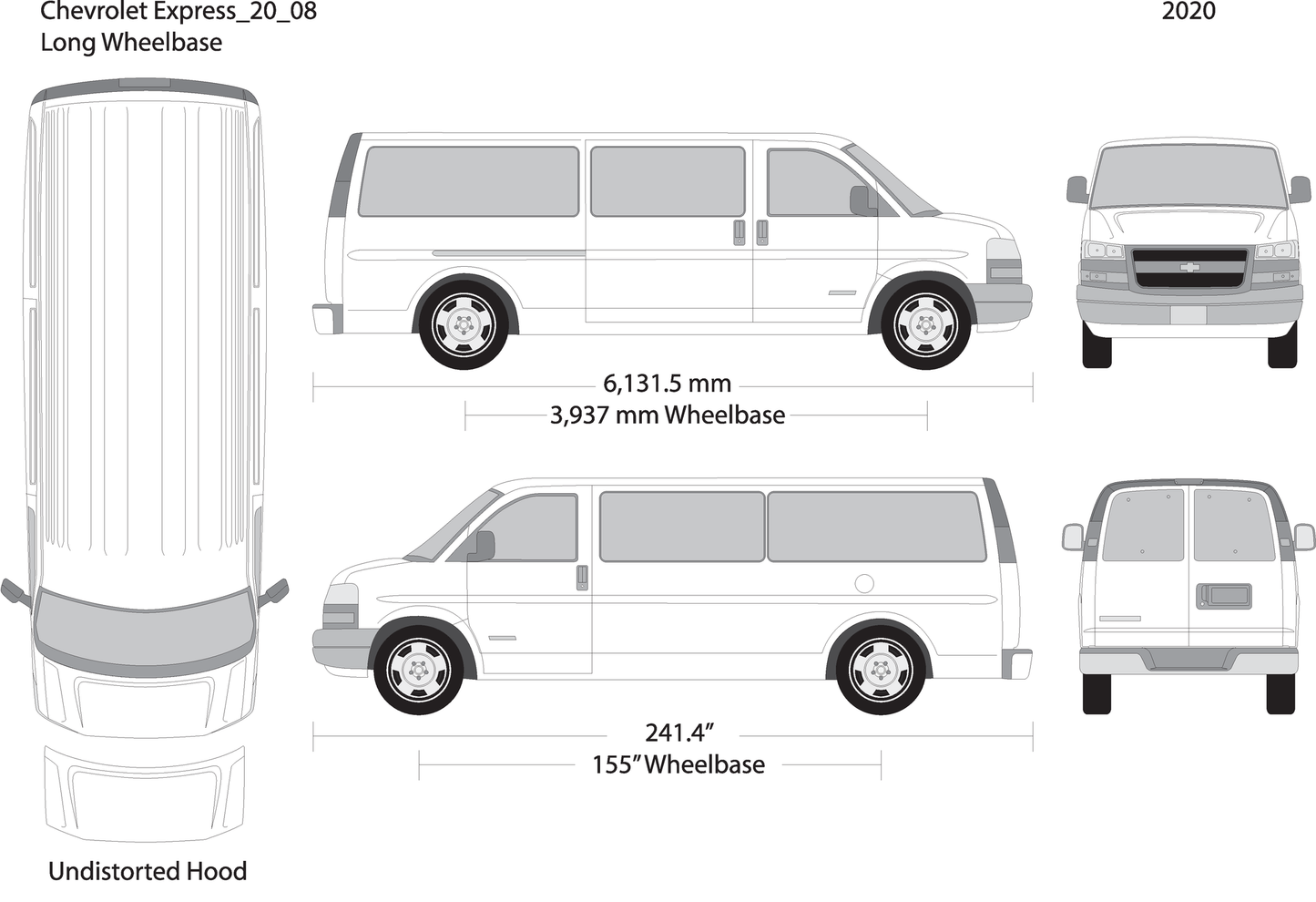2020 Chevy Express V08 Vehicle Wrap Template