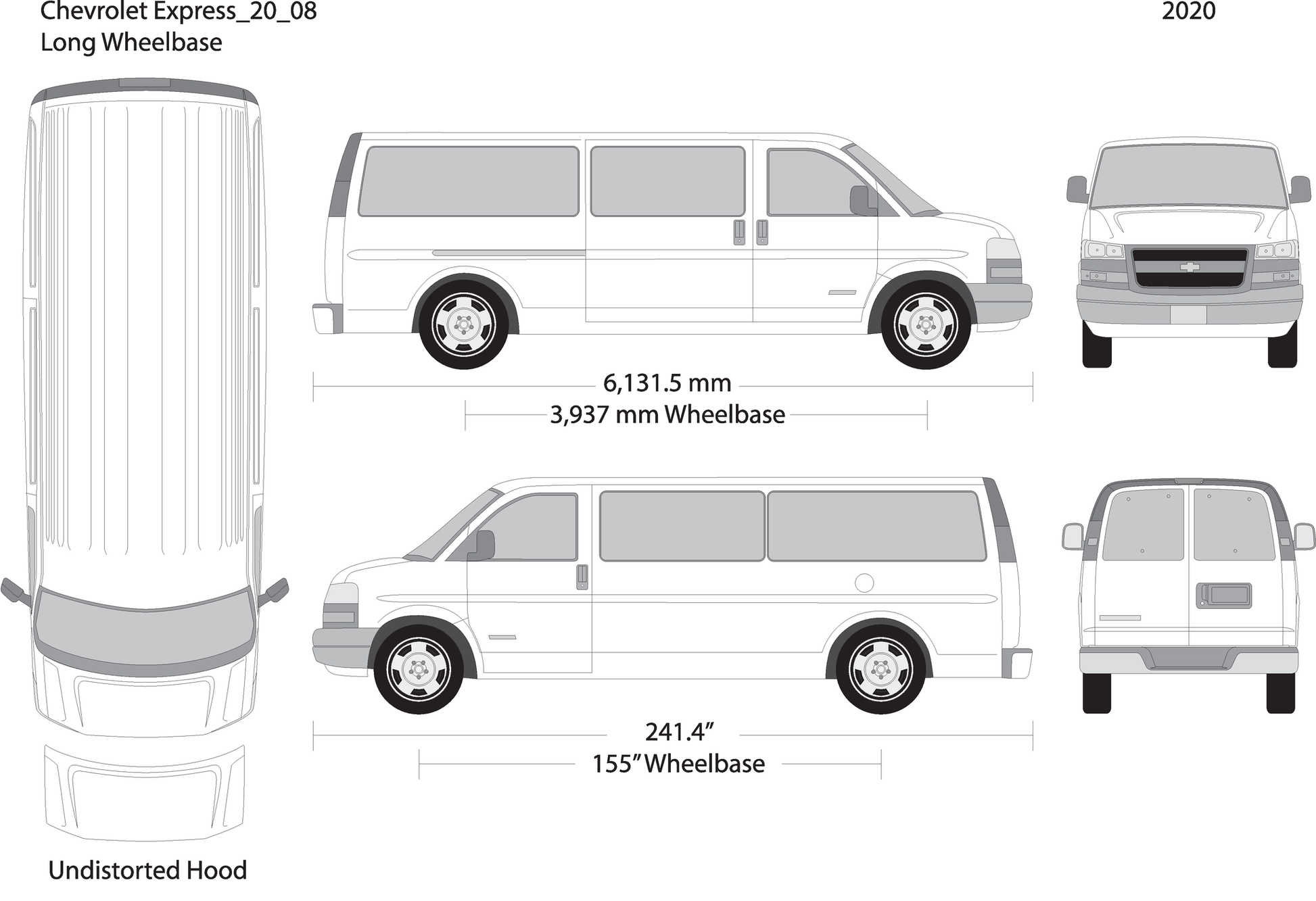 2020 Chevy Express V08 Vehicle Wrap Template