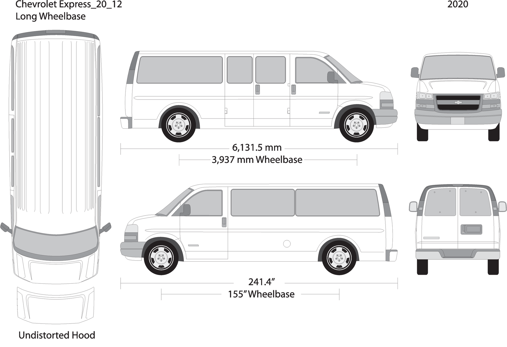 2020 Chevy Express V12 Vehicle Wrap Template