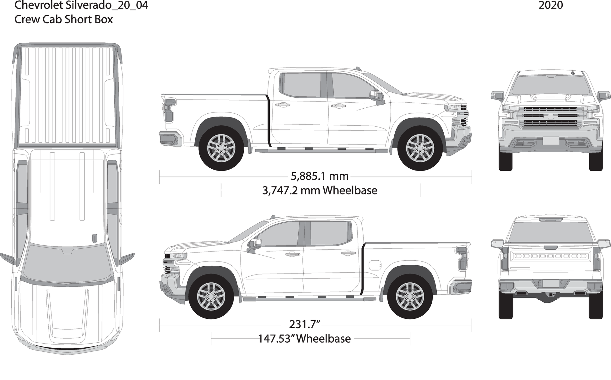 2020 Chevy Silverado 1500 V04 Vehicle Wrap Template