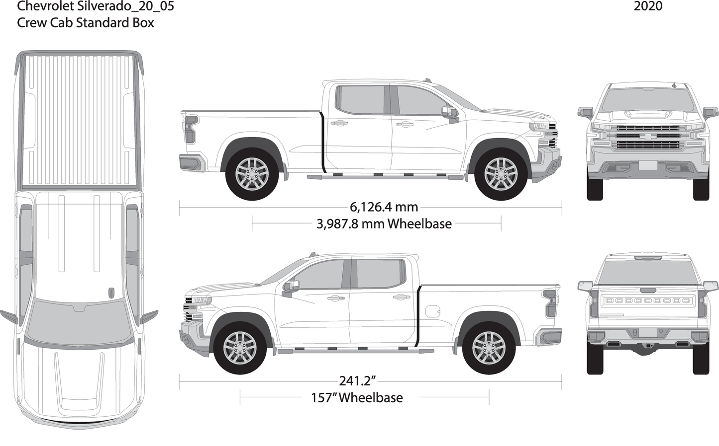 2020 Chevy Silverado 1500 V05 Vehicle Wrap Template