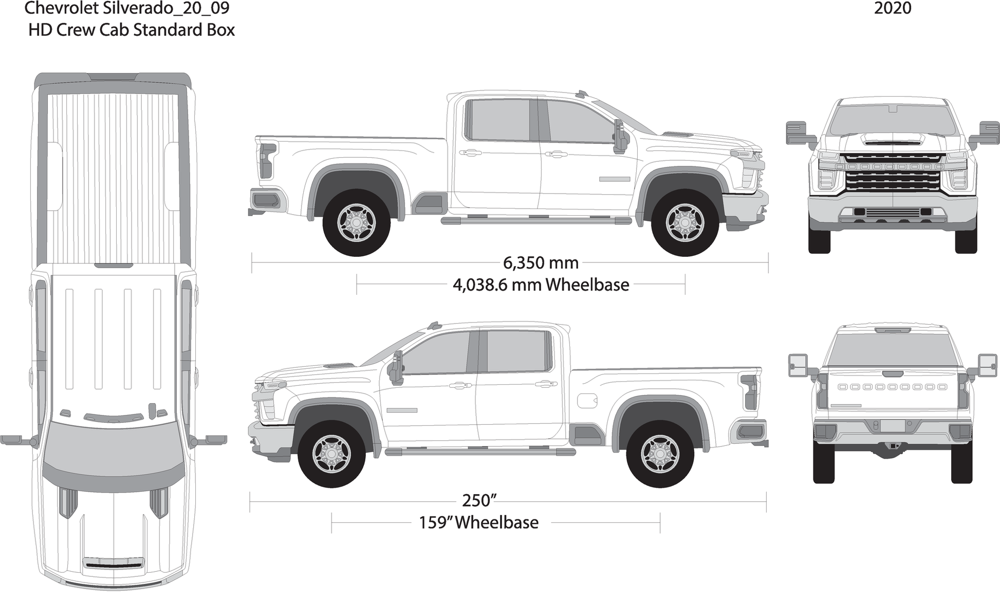 2020 Chevy Silverado 2500 3500 Hd V09 Vehicle Wrap Template