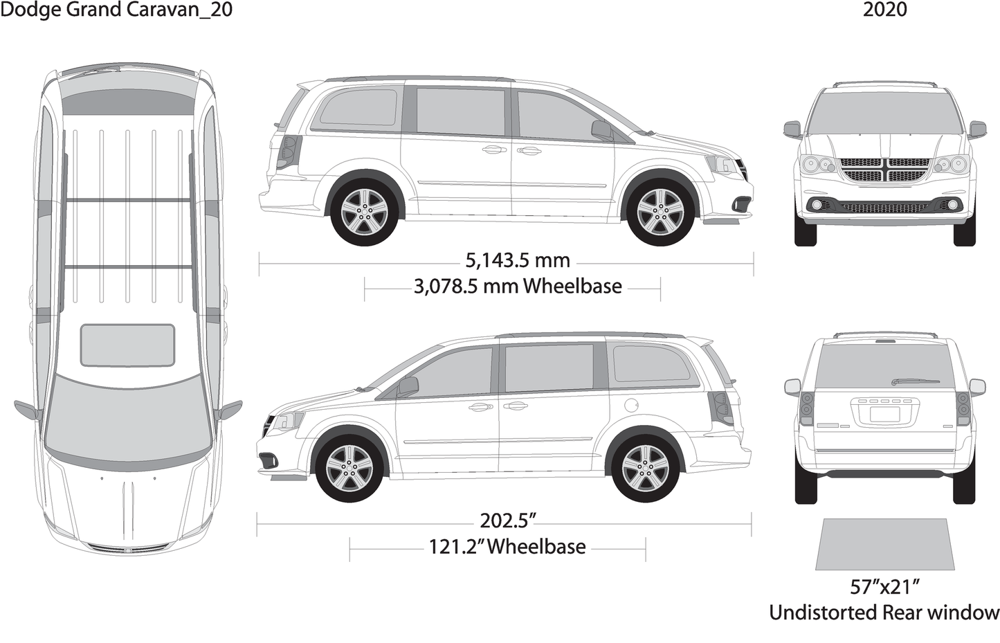 2020 Dodge Grand Caravan V20 Vehicle Wrap Template
