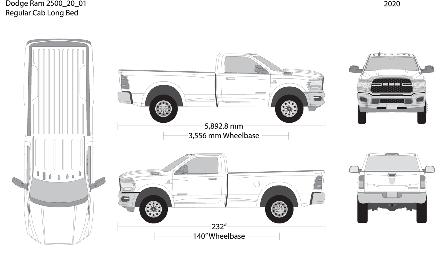 2020 Dodge Ram 2500 3500 V01 Vehicle Wrap Template
