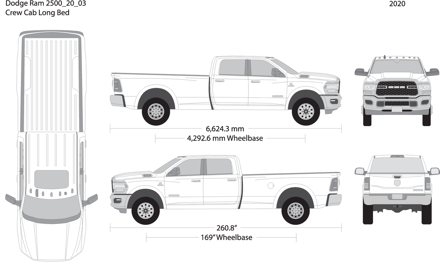 2020 Dodge Ram 2500 3500 V03 Vehicle Wrap Template