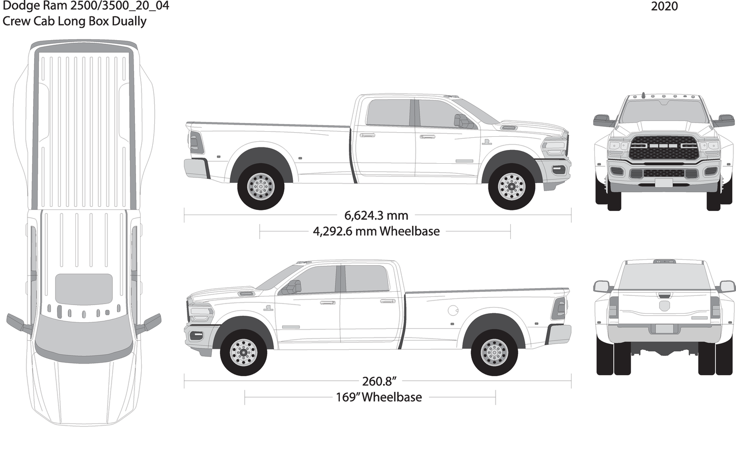 2020 Dodge Ram 2500 3500 V04 Vehicle Wrap Template