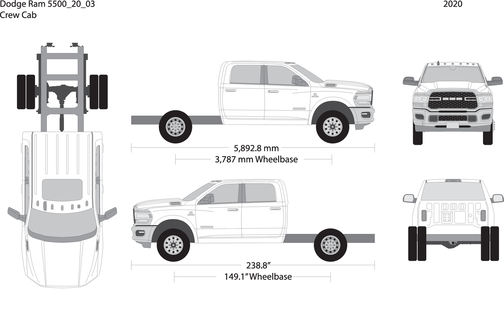 2020 Dodge Ram 5500 V03 Vehicle Wrap Template