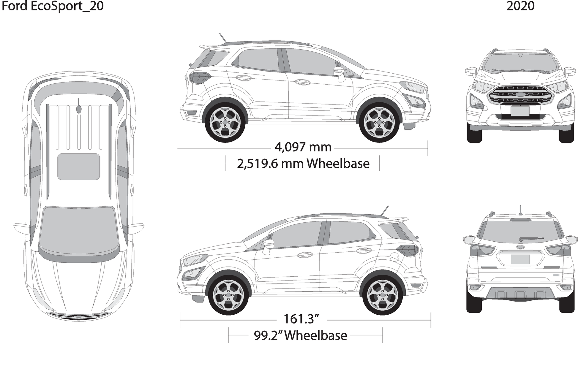 2020 Ford Ecosport V20 Vehicle Wrap Template