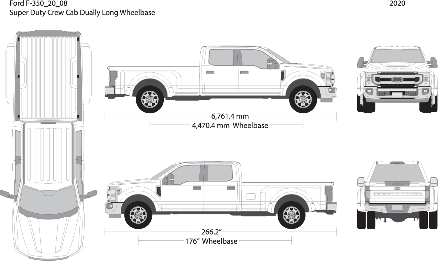 2020 Ford F 350 V08 Vehicle Wrap Template