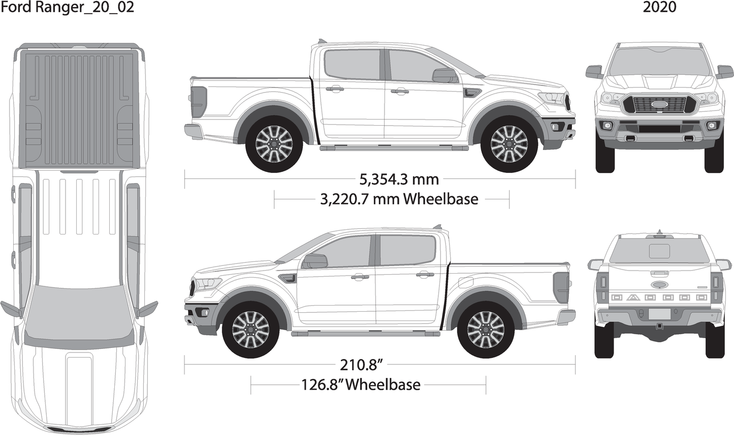 2020 Ford Ranger V02 Vehicle Wrap Template