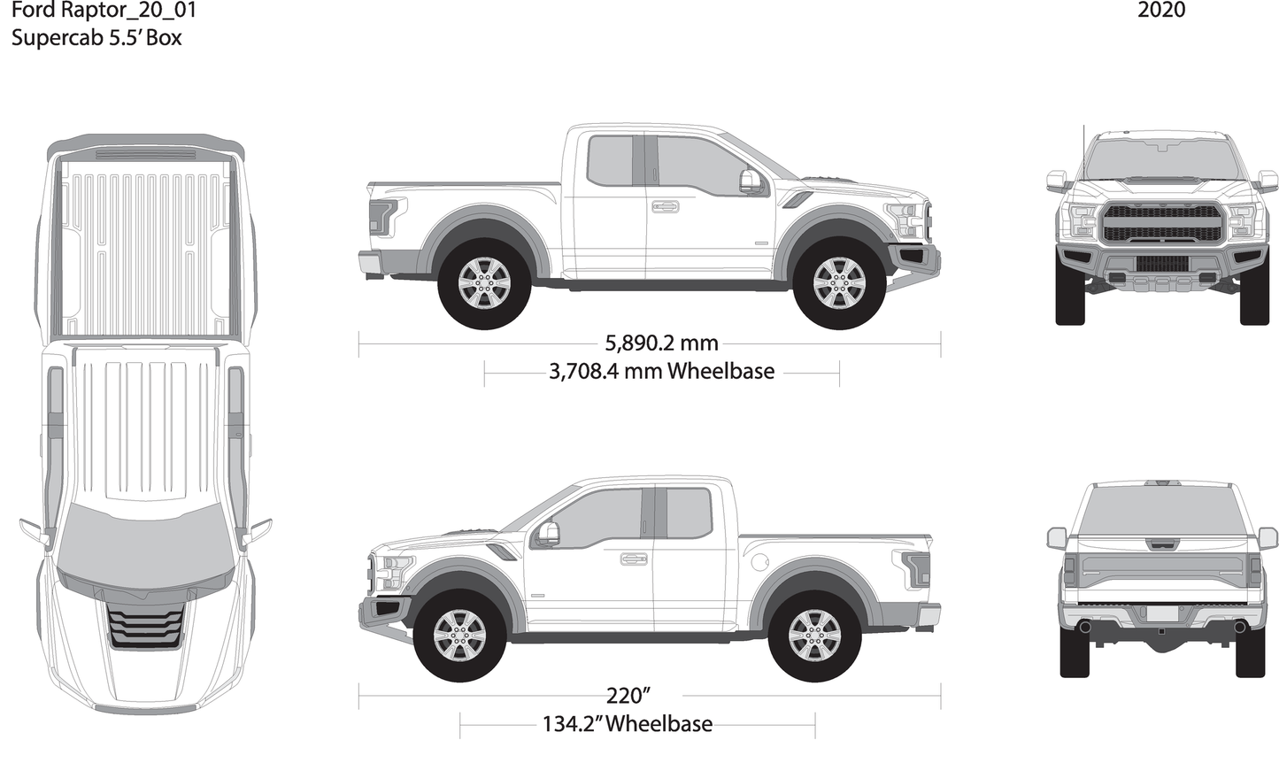 2020 Ford Raptor V01 Vehicle Wrap Template