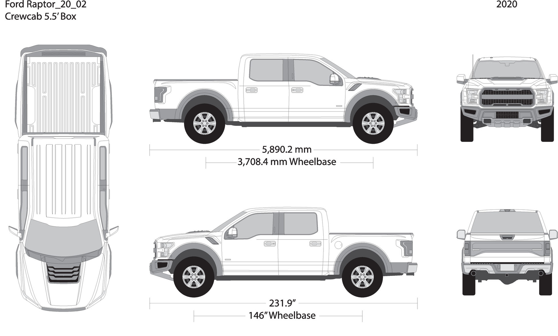 2020 Ford Raptor V02 Vehicle Wrap Template