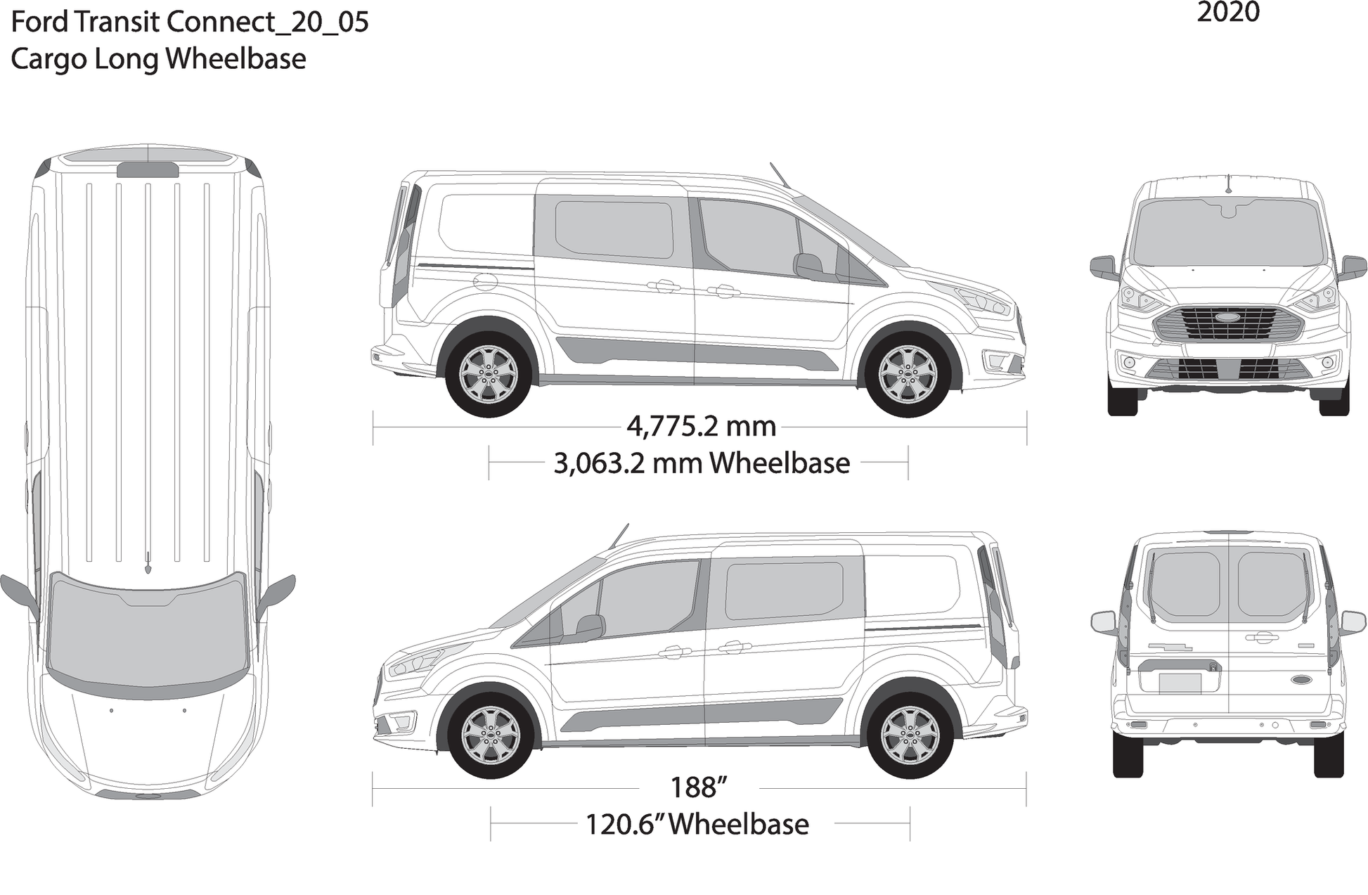 2020 Ford Transit Connect V05 Vehicle Wrap Template
