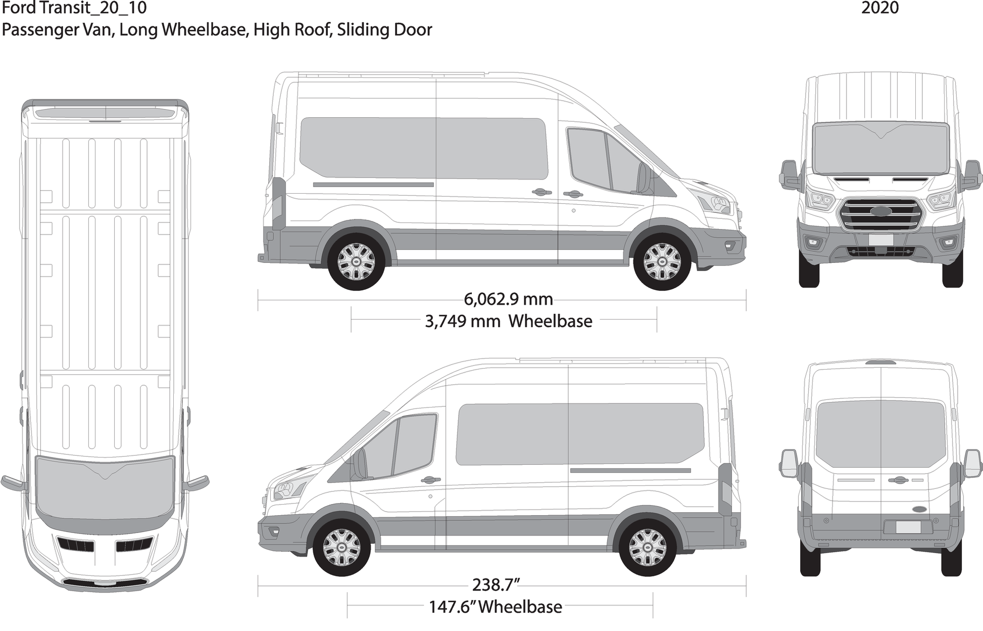 2020 Ford Transit Sliding Door V10 Vehicle Wrap Template