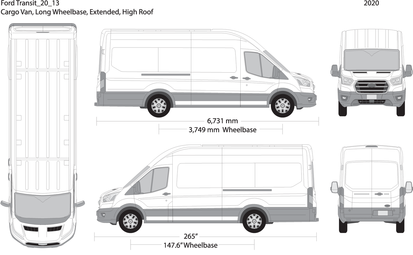 2020 Ford Transit Sliding Door V13 Vehicle Wrap Template