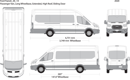 2020 Ford Transit Sliding Door V14 Vehicle Wrap Template