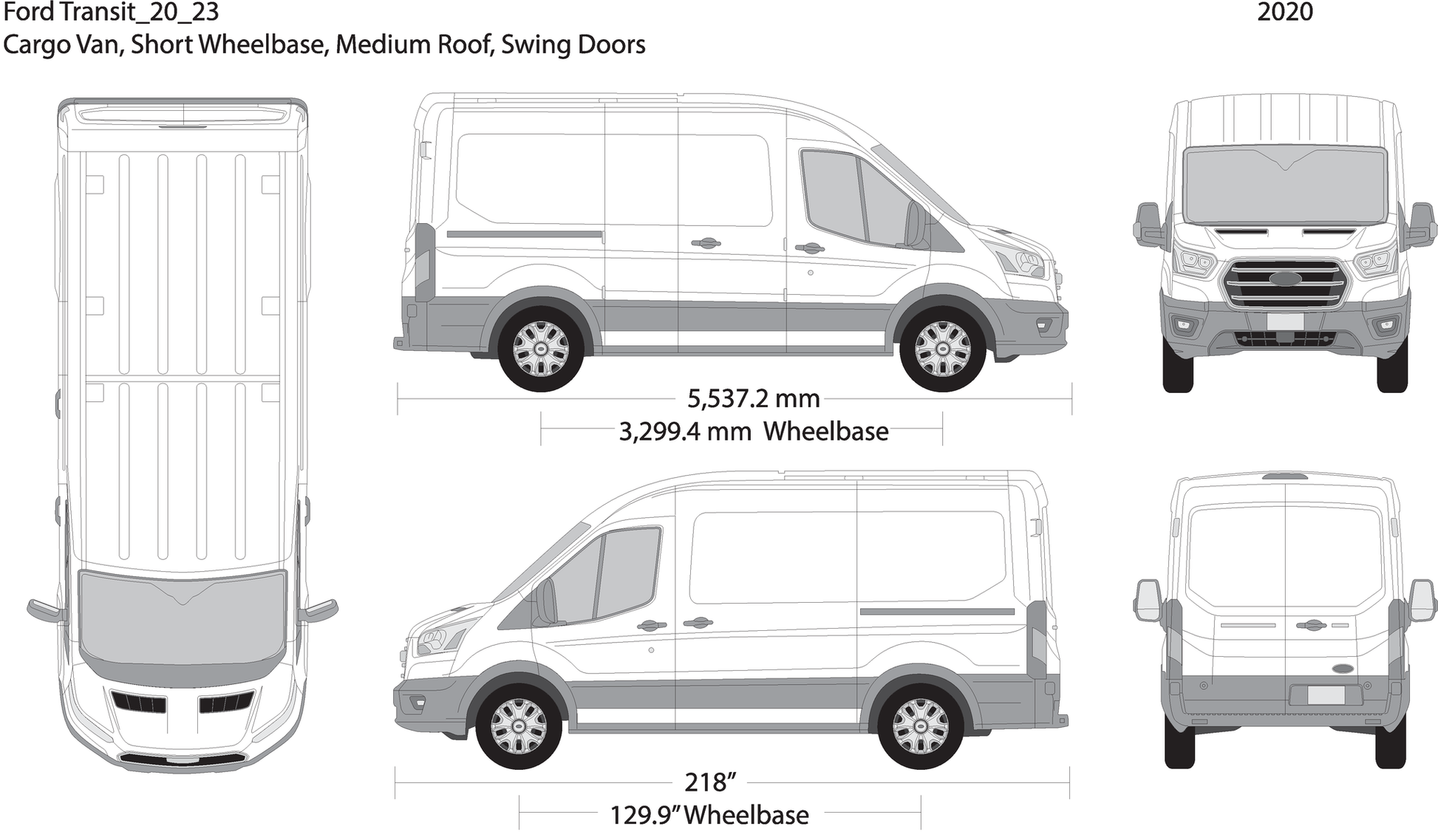 2020 Ford Transit Swing Doors V23 Vehicle Wrap Template