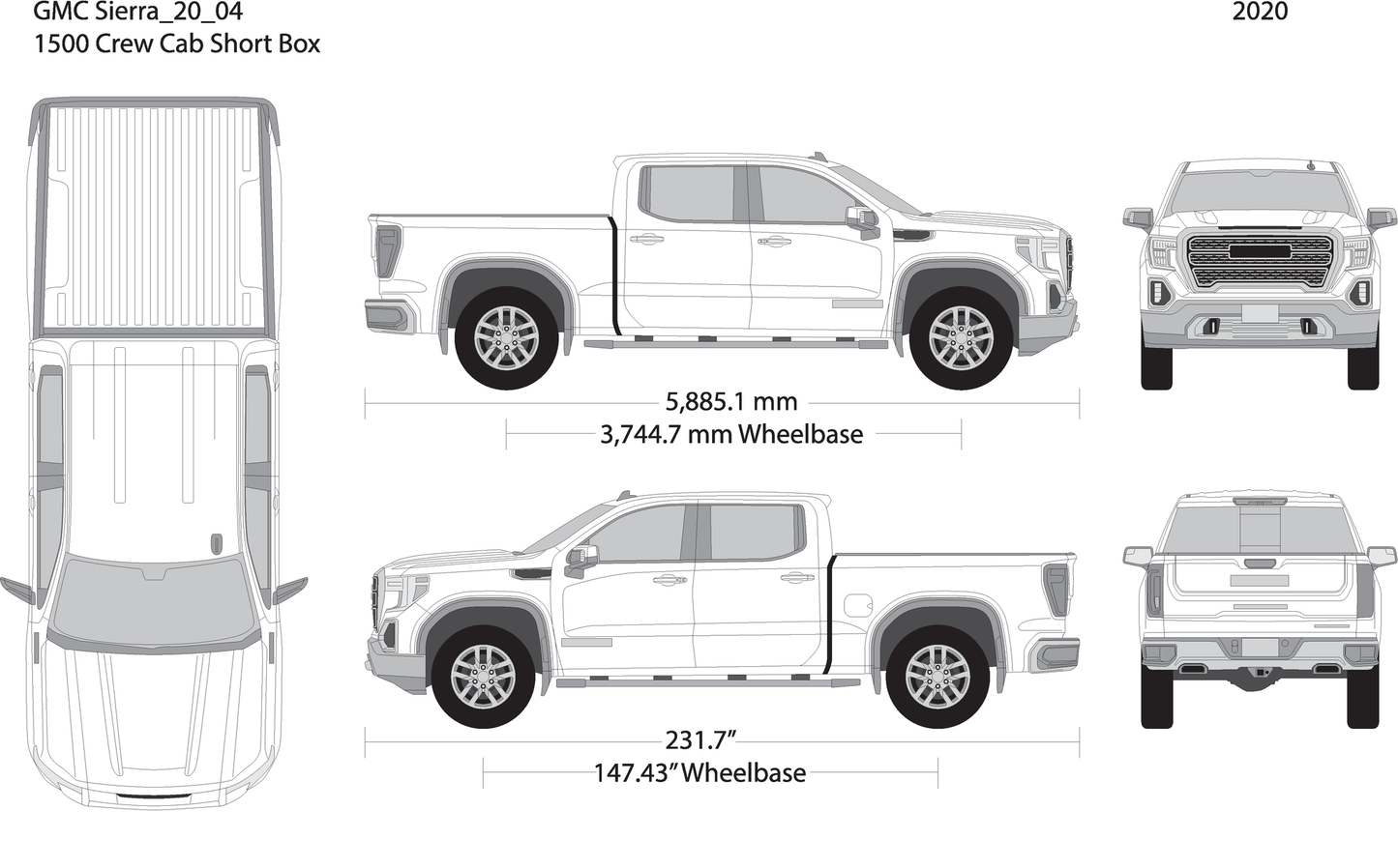 2020 Gmc Sierra 1500 V04 Vehicle Wrap Template
