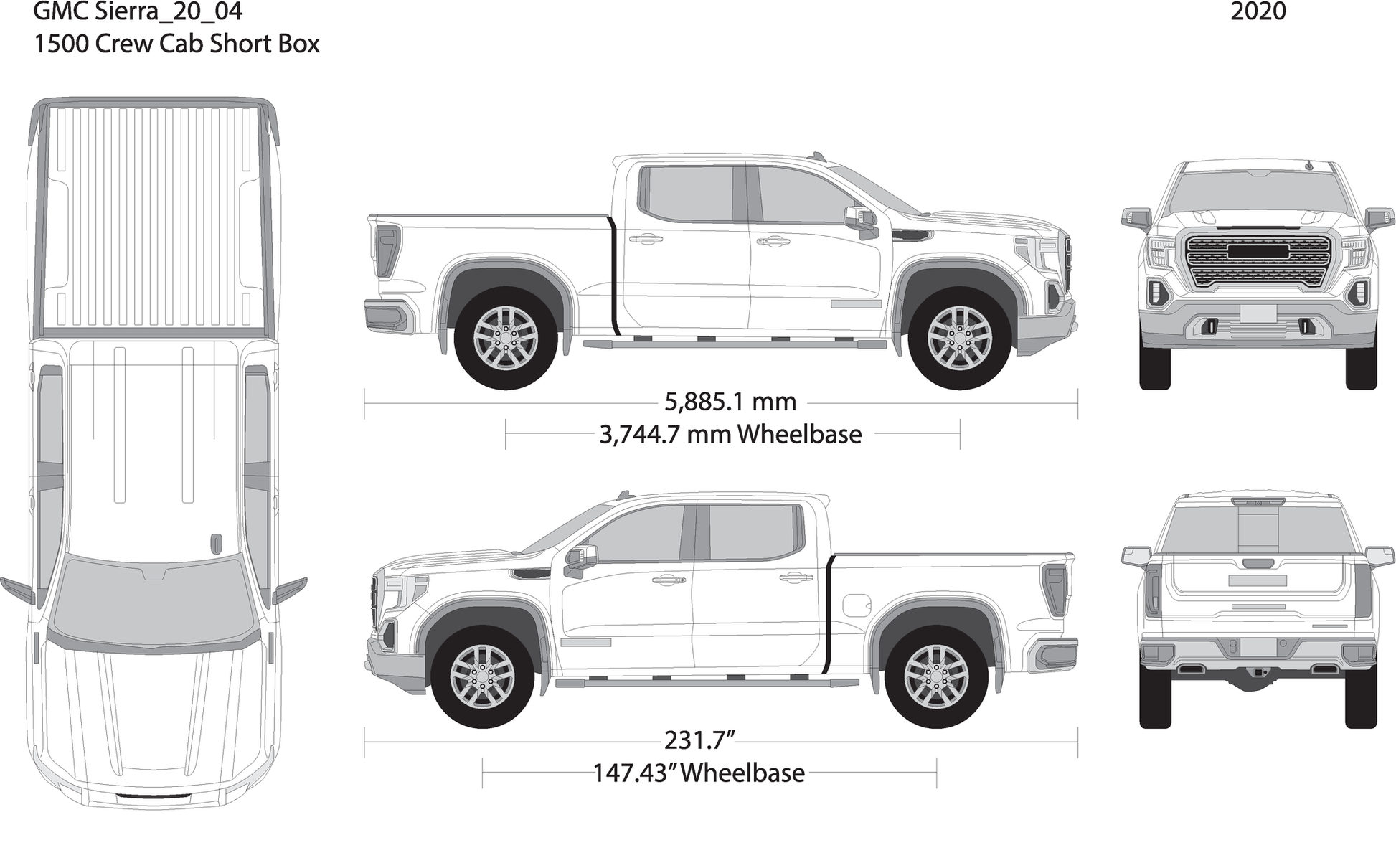 2020 Gmc Sierra 1500 V04 Vehicle Wrap Template