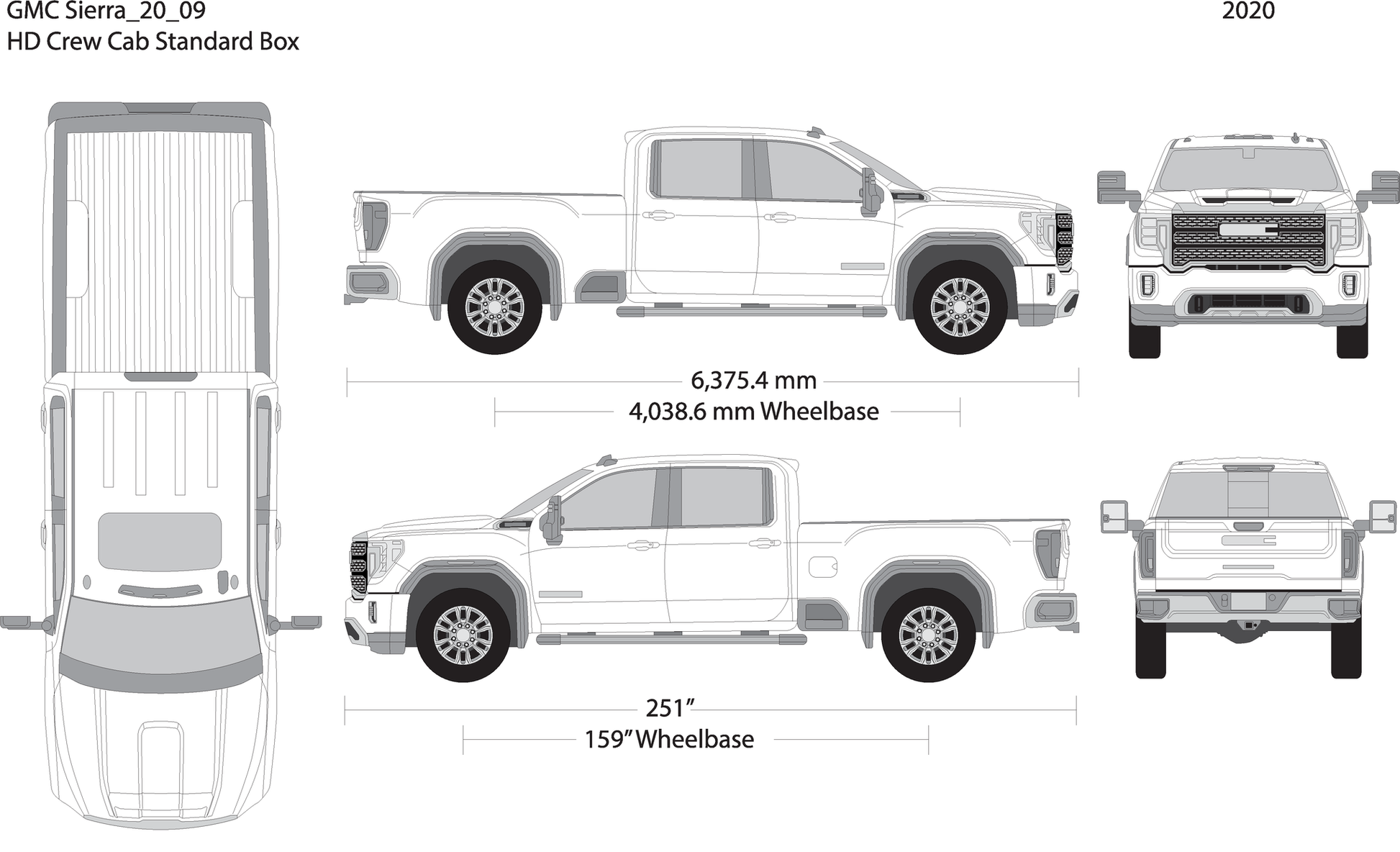 2020 Gmc Sierra 2500 3500 Hd V09 Vehicle Wrap Template