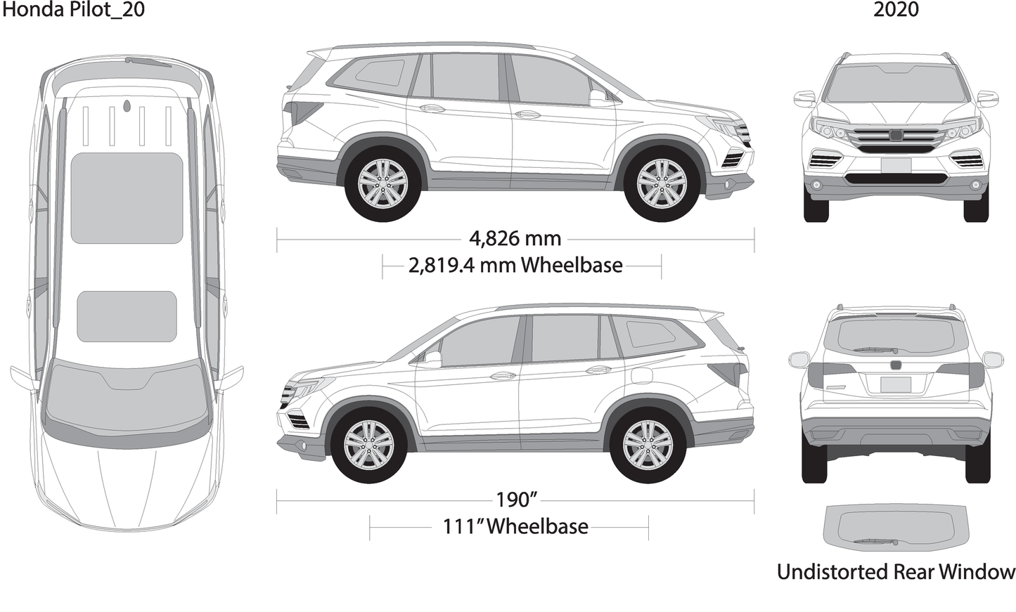2020 Honda Pilot V20 Vehicle Wrap Template