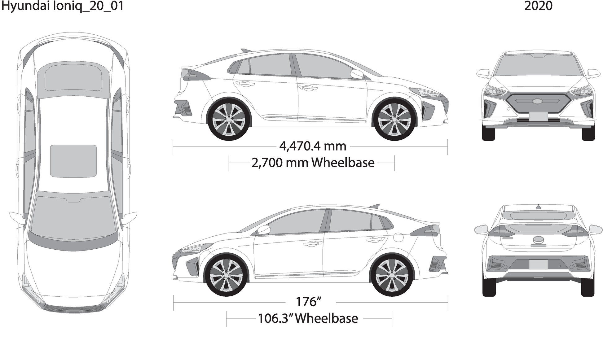 2020 Hyundai Ioniq V01 Vehicle Wrap Template