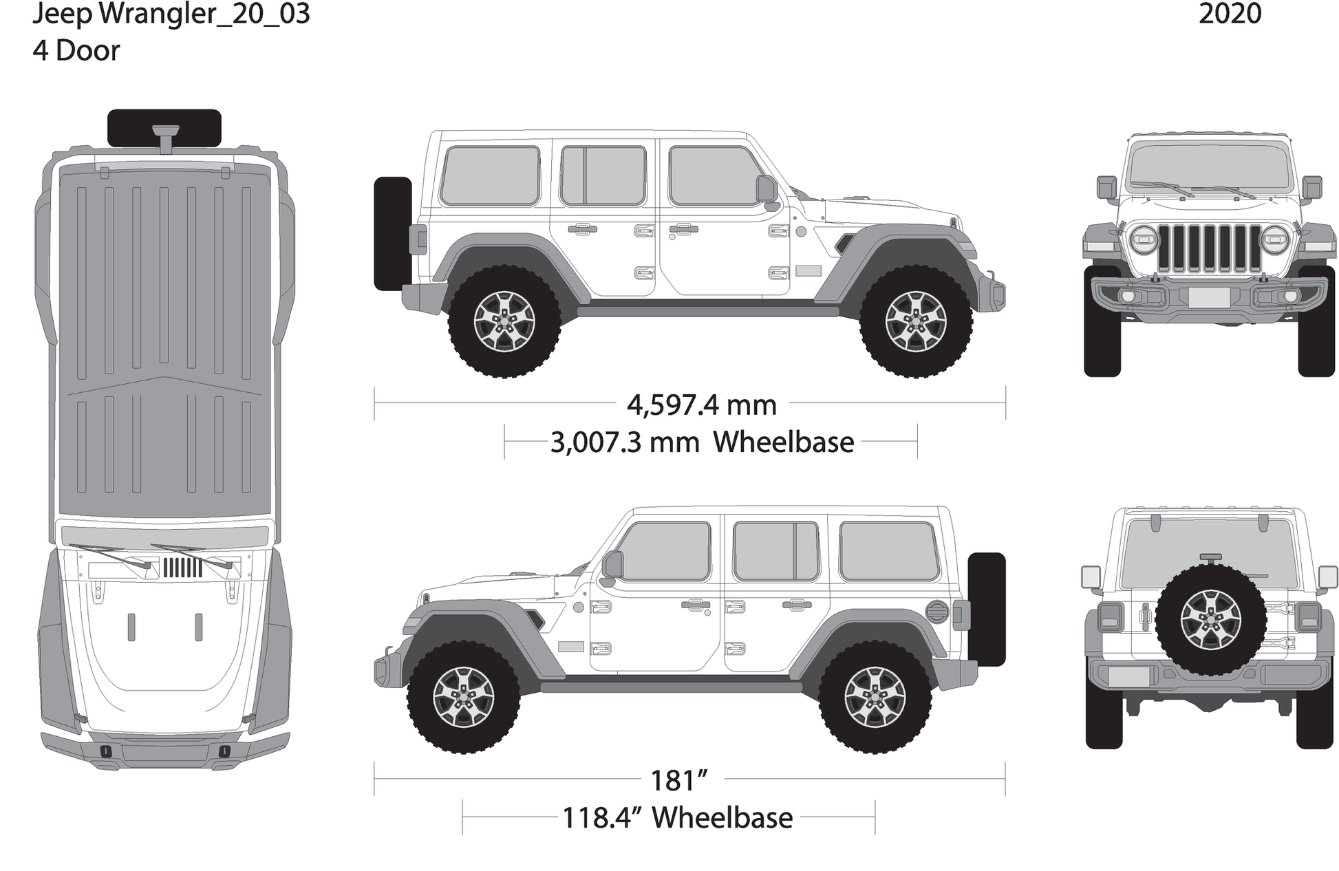 2020 Jeep Wrangler V03 Vehicle Wrap Template