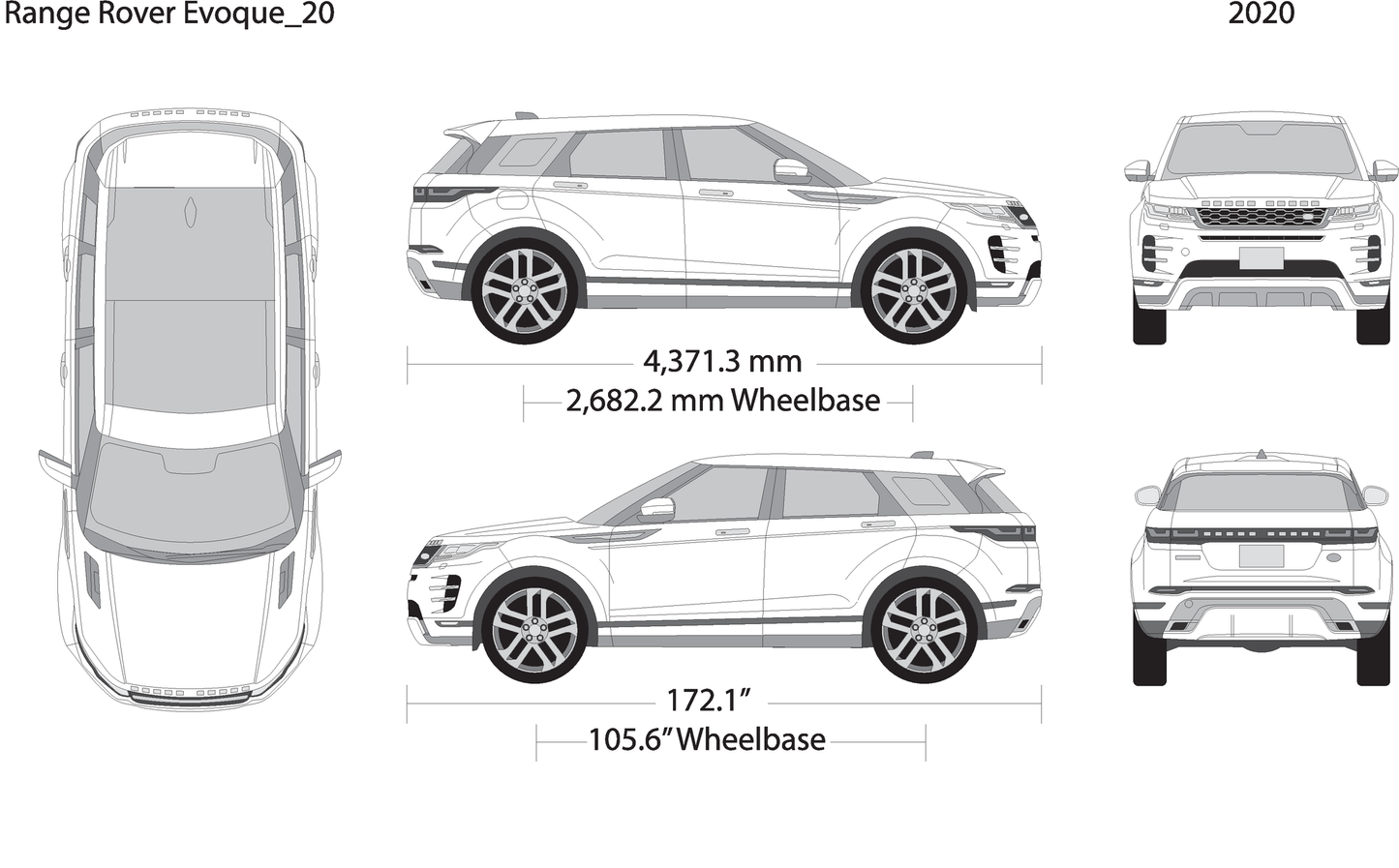 2020 Land Rover Evoque V20 Vehicle Wrap Template