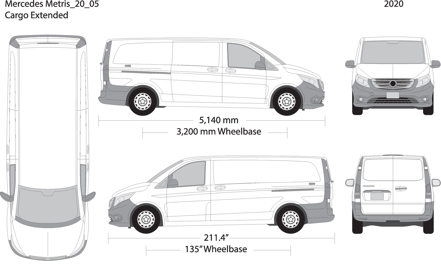 2020 Mercedes Metris V05 Vehicle Wrap Template