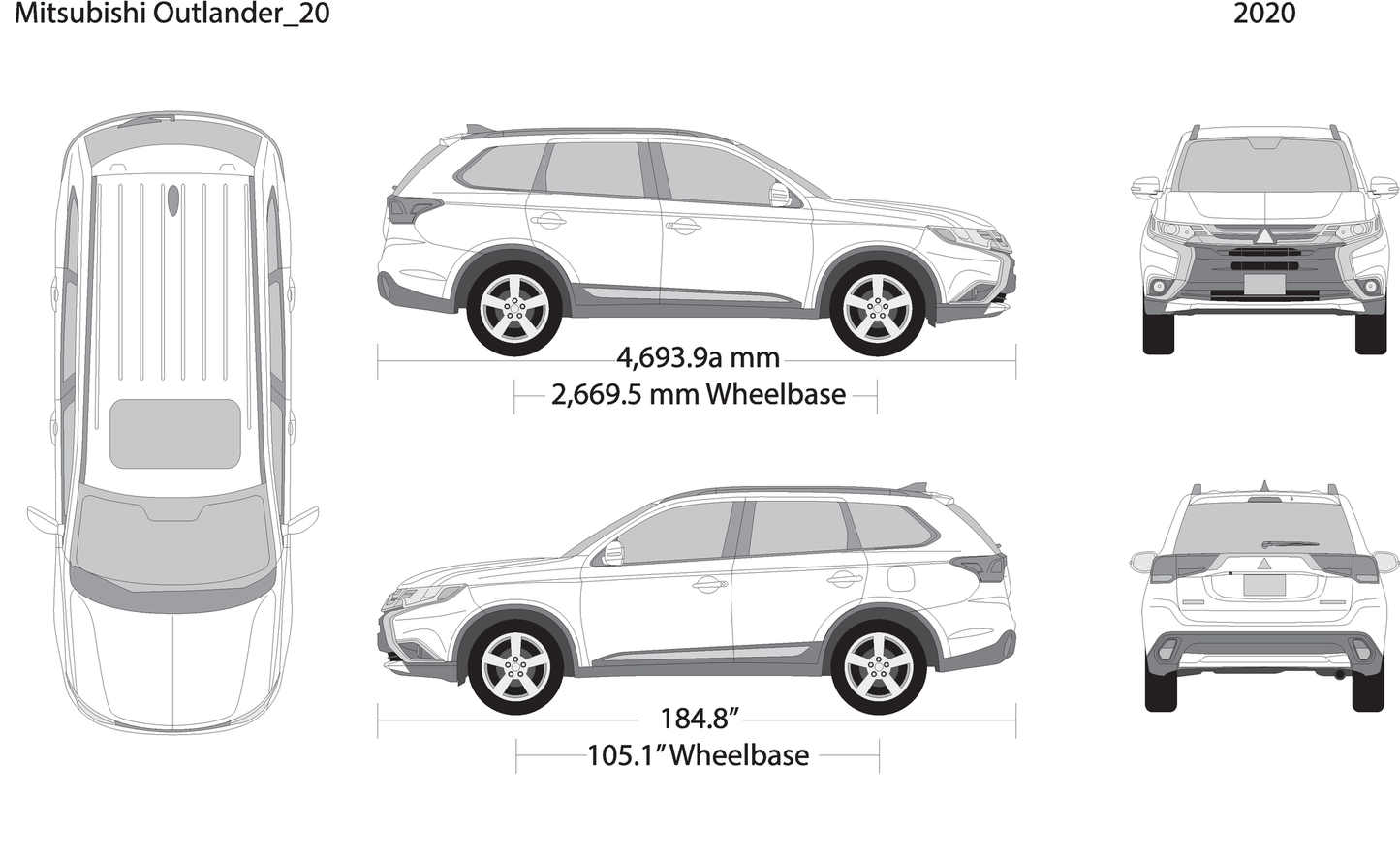 2020 Mitsubishi Outlander V20 Vehicle Wrap Template