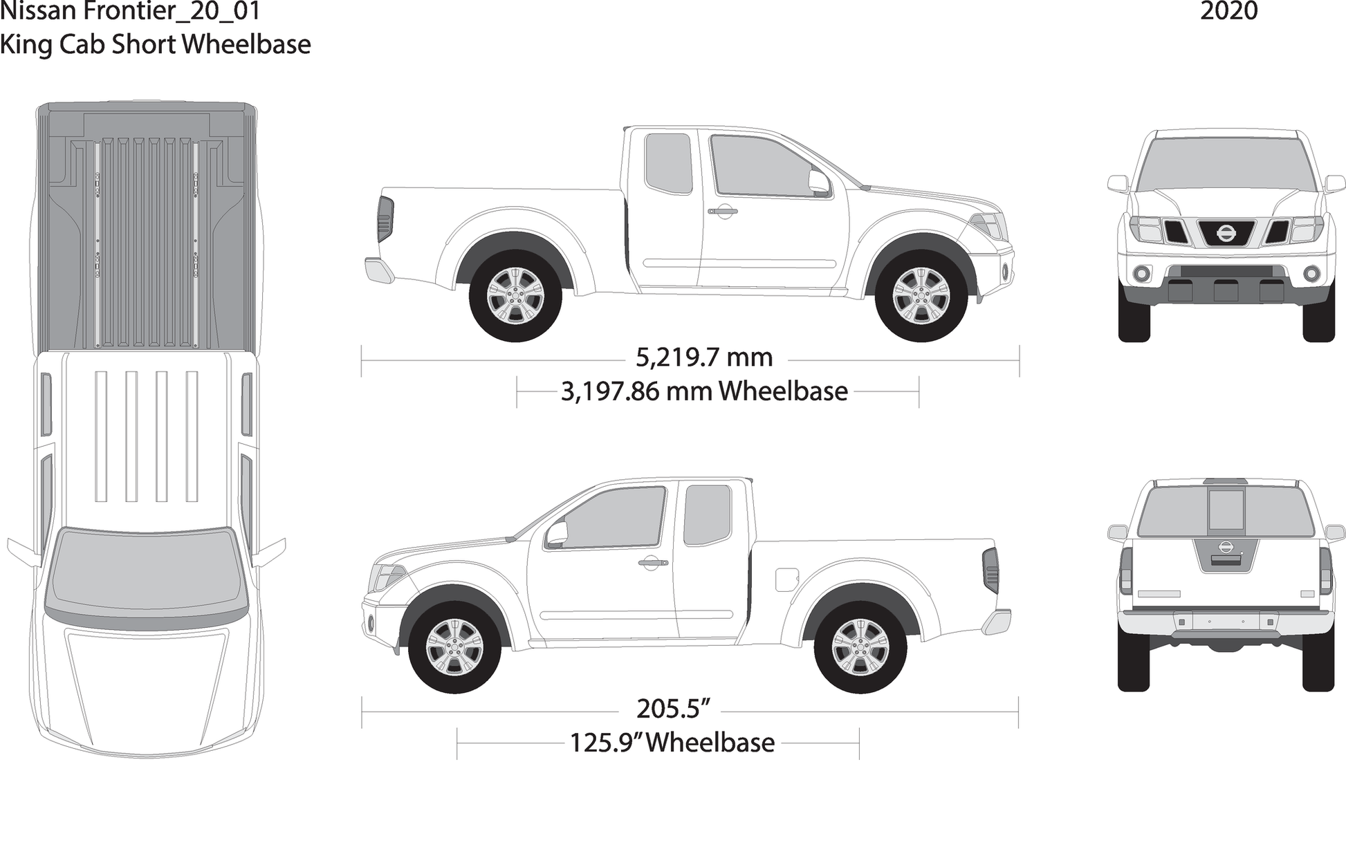 2020 Nissan Frontier Front V01 Vehicle Wrap Template