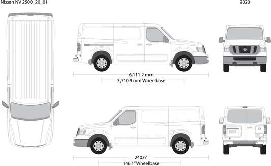 2020 Nissan Nv Cargo 2500 V01 Vehicle Wrap Template
