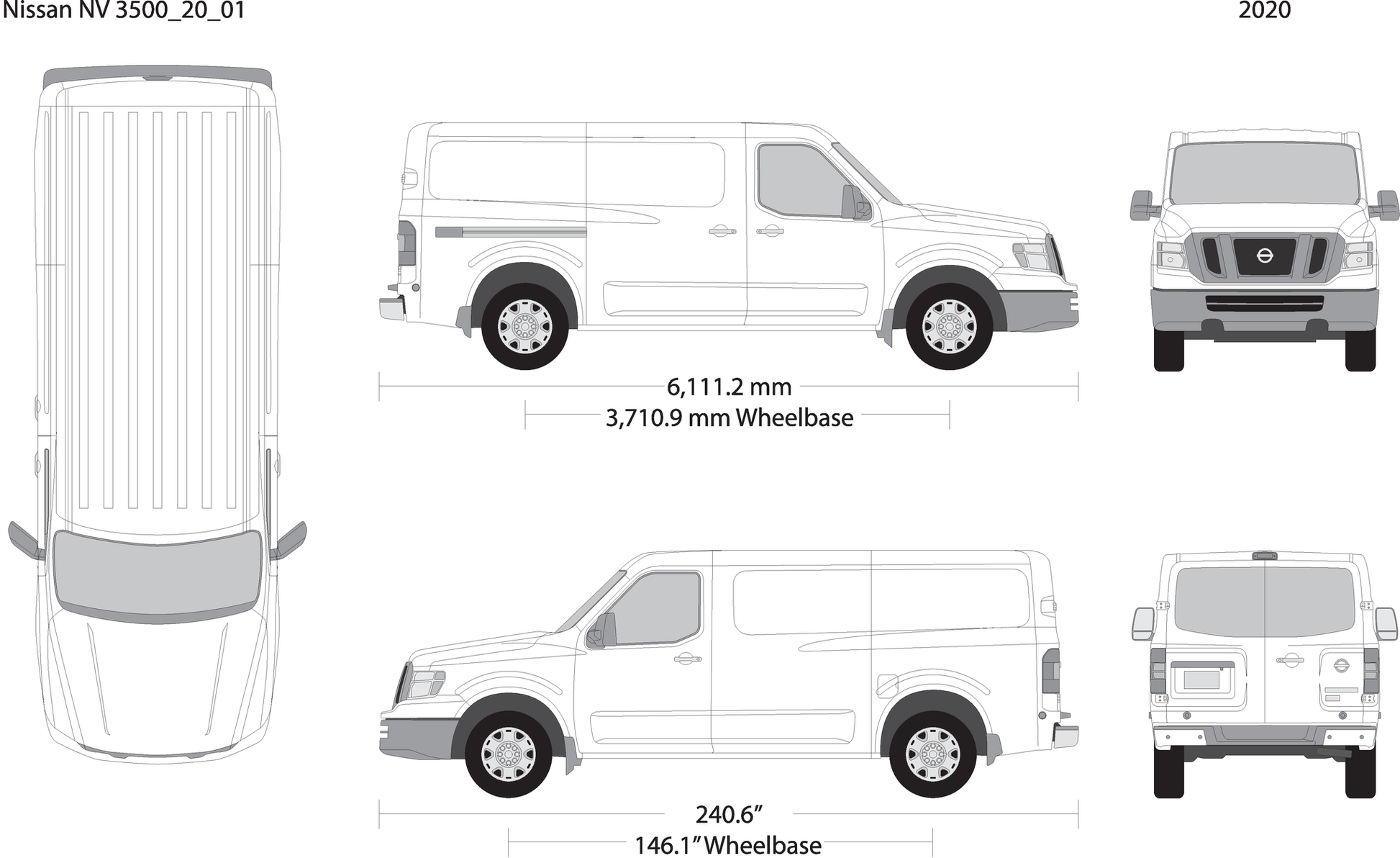 2020 Nissan Nv Cargo 3500 V01 Vehicle Wrap Template