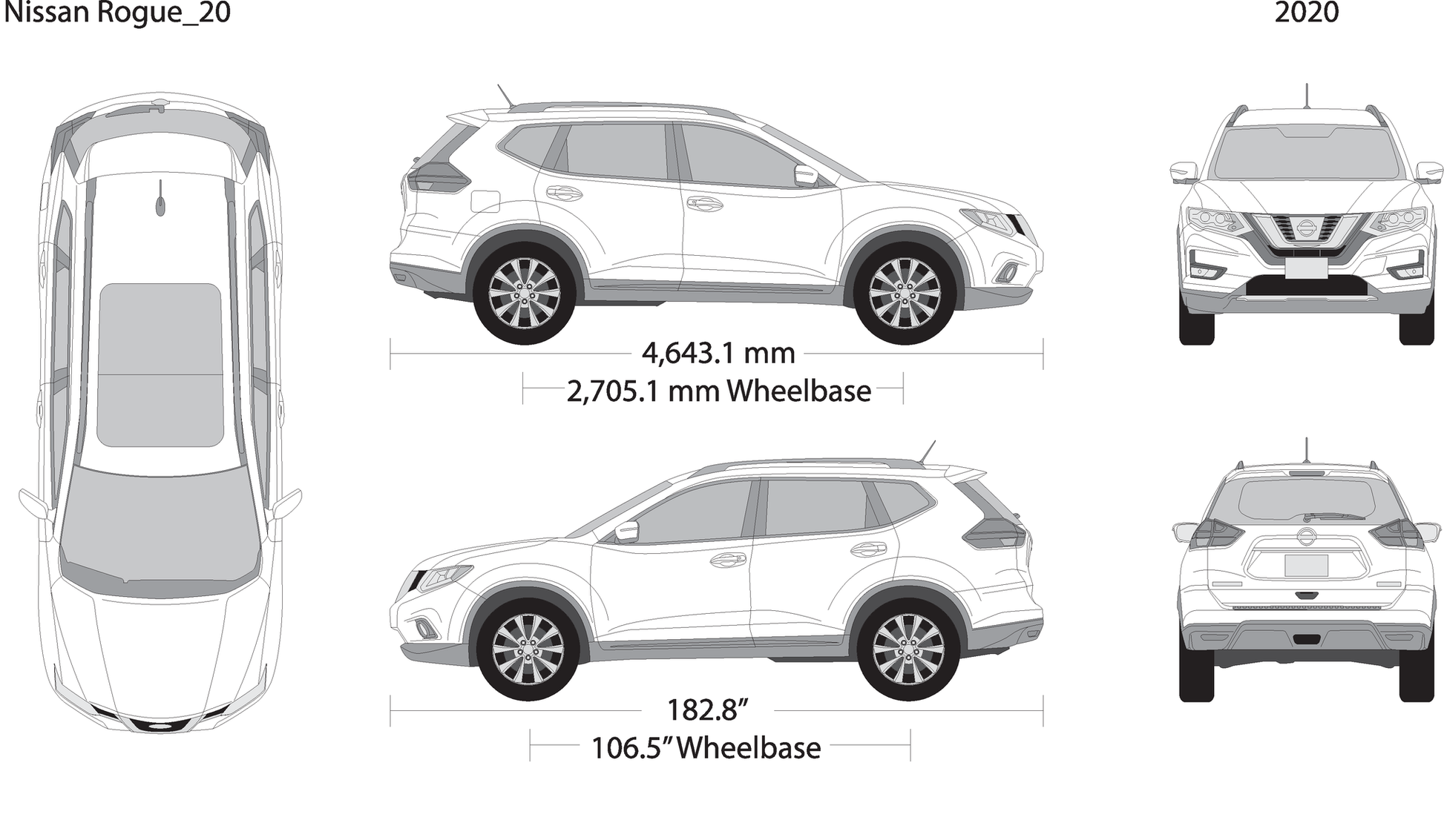 2020 Nissan Rogue V20 Vehicle Wrap Template