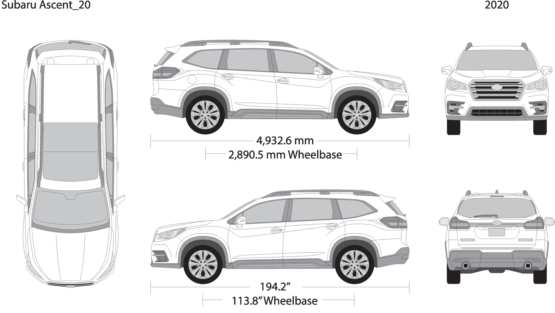 2020 Subaru Ascent V20 Vehicle Wrap Template