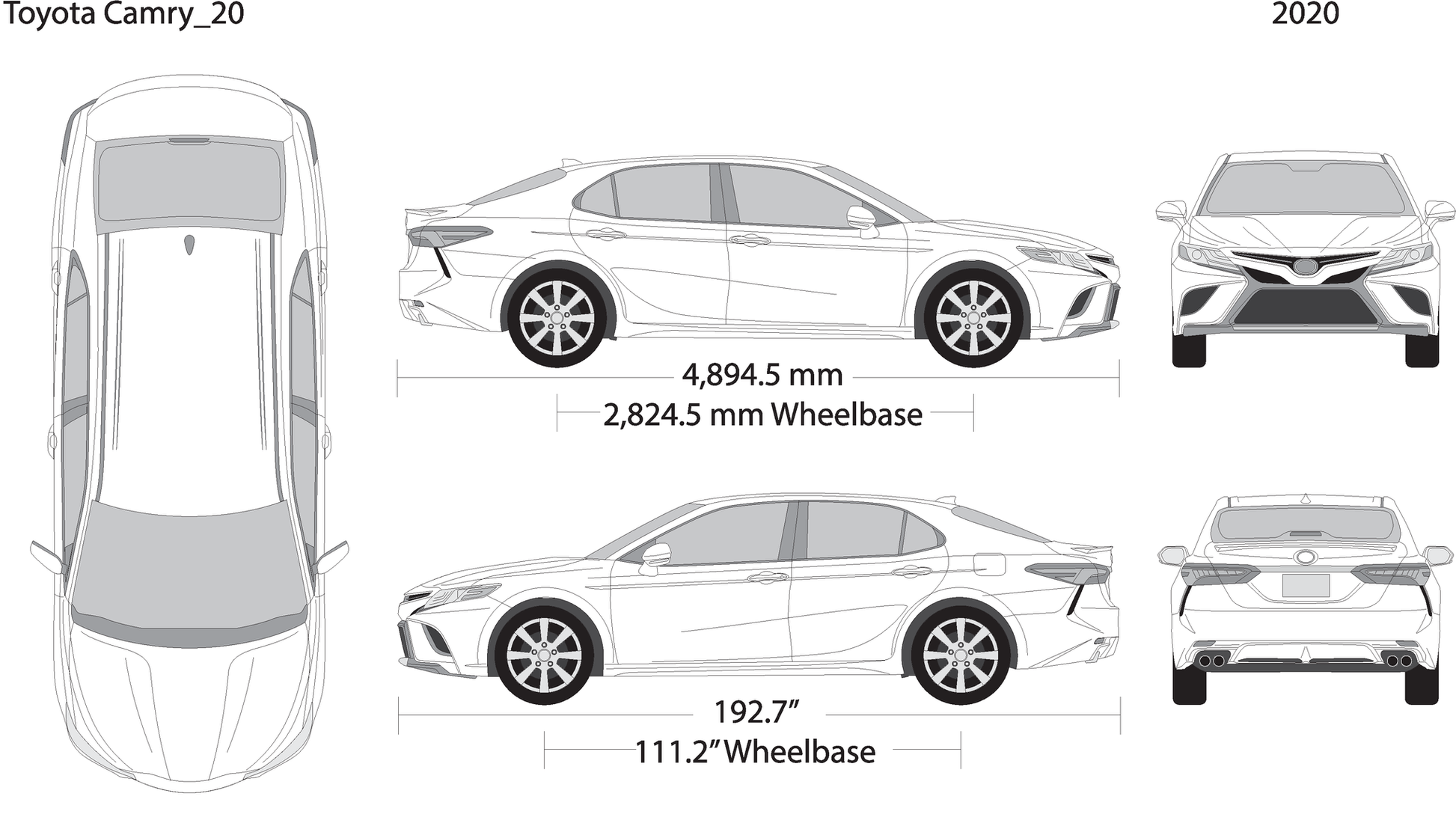 2020 Toyota Camry V20 Vehicle Wrap Template