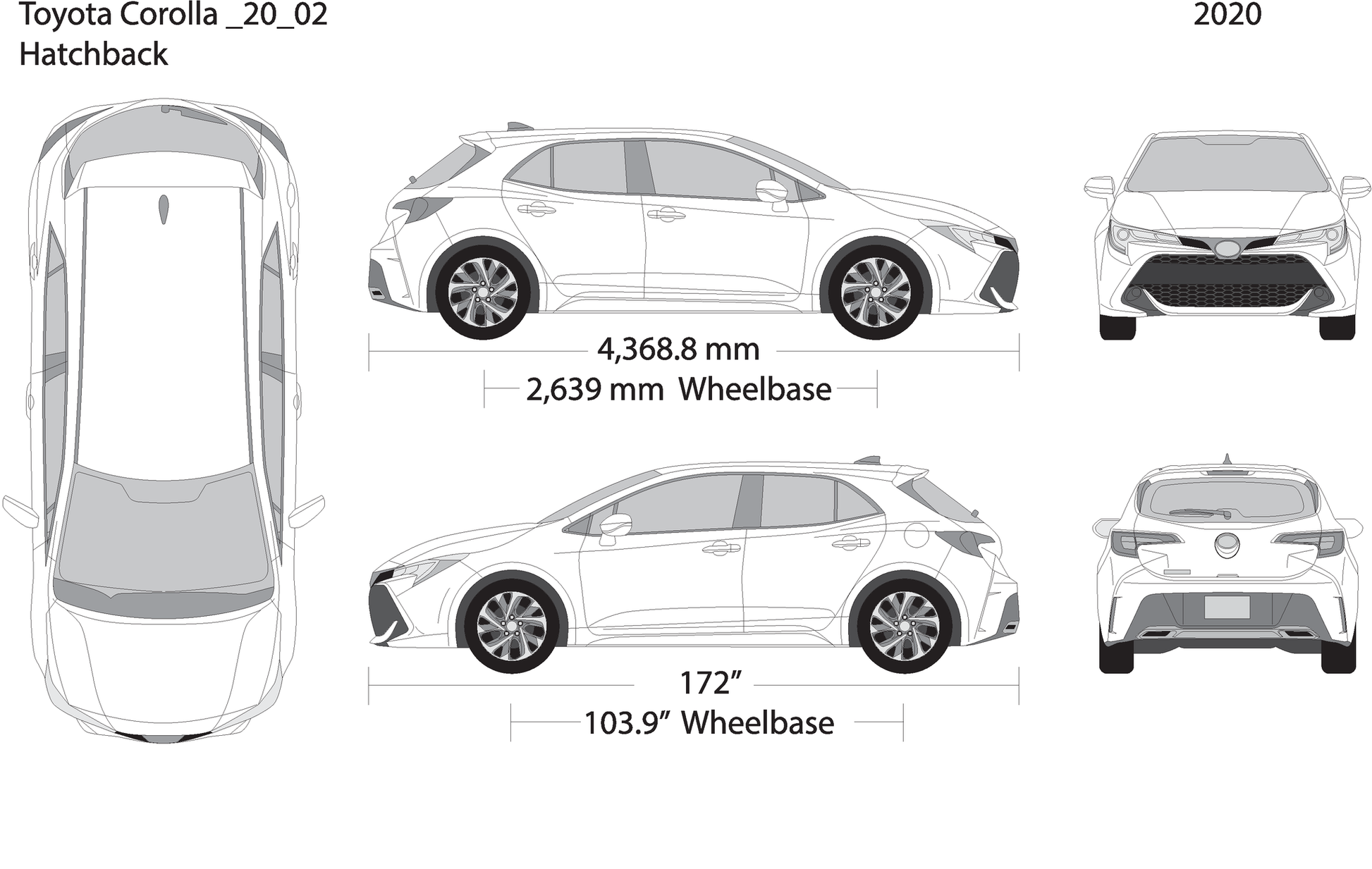 2020 Toyota Corolla V02 Vehicle Wrap Template
