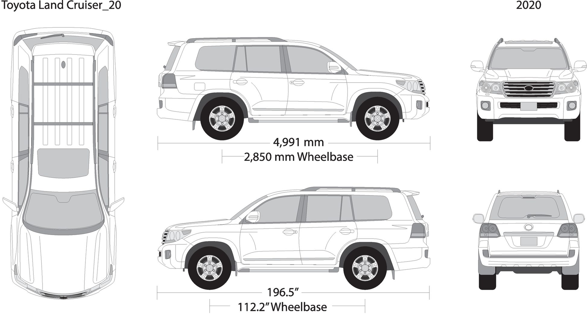 2020 Toyota Land Cruiser V20 Vehicle Wrap Template