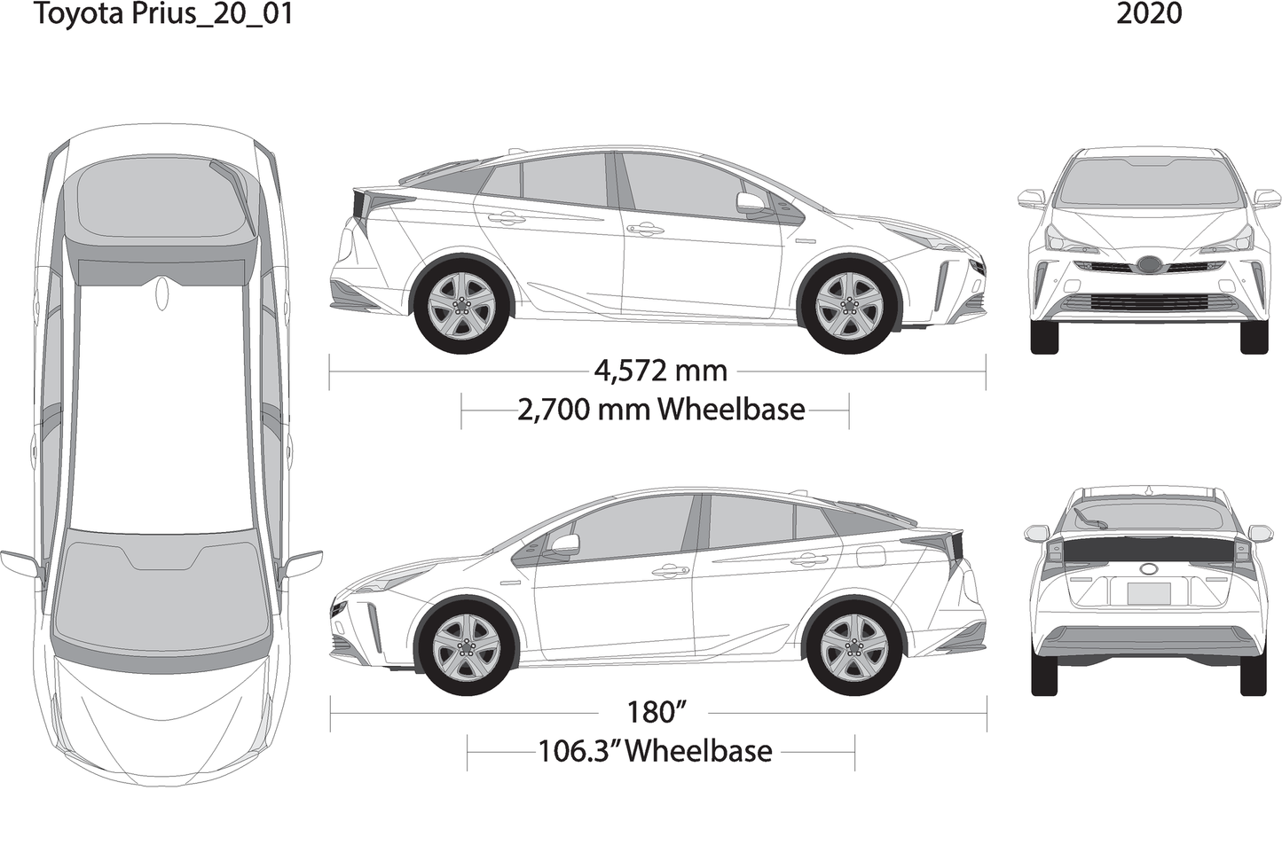 2020 Toyota Prius V01 Vehicle Wrap Template