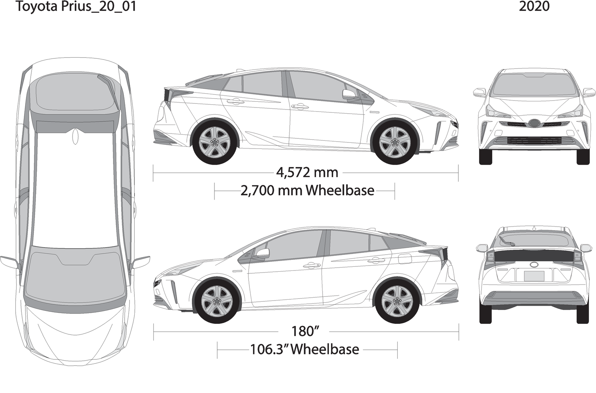 2020 Toyota Prius V01 Vehicle Wrap Template