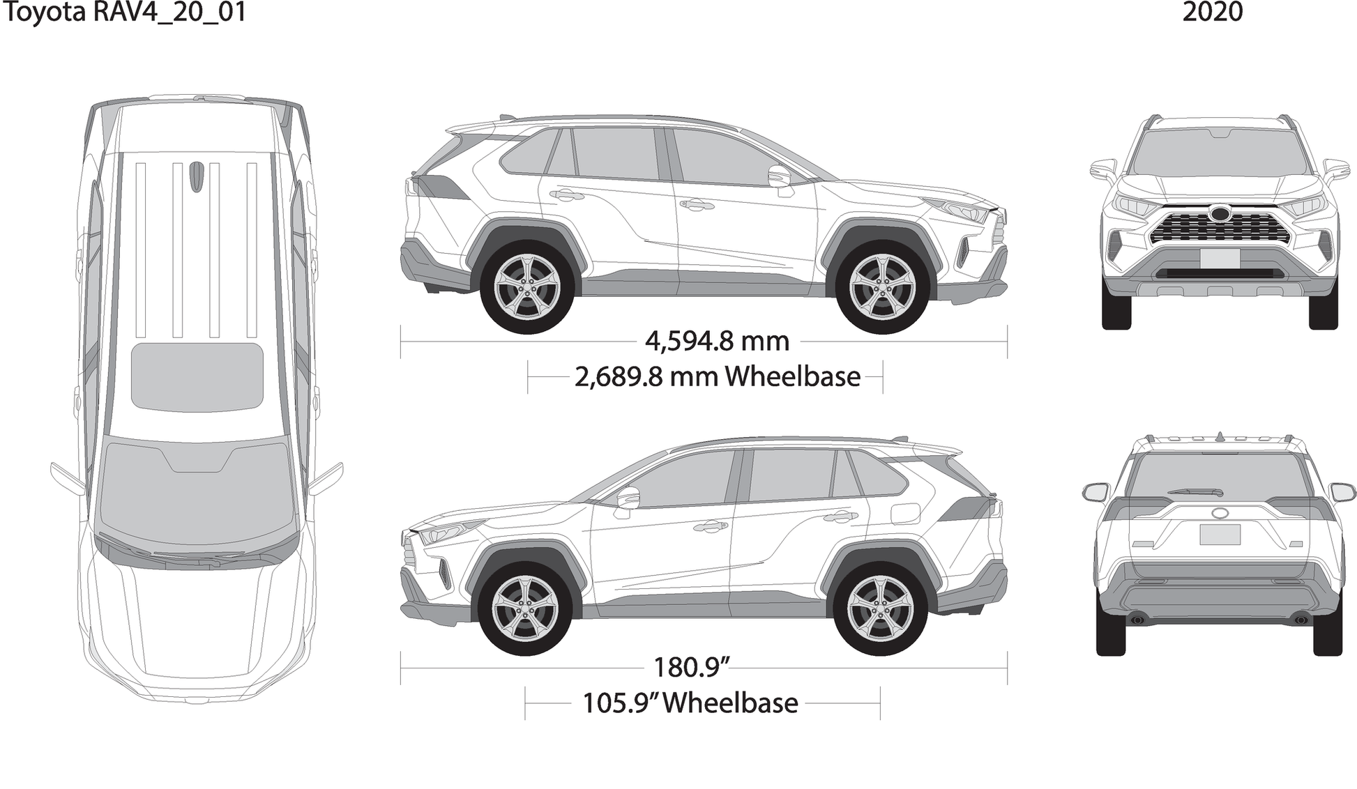 2020 Toyota Rav4 V20 Vehicle Wrap Template
