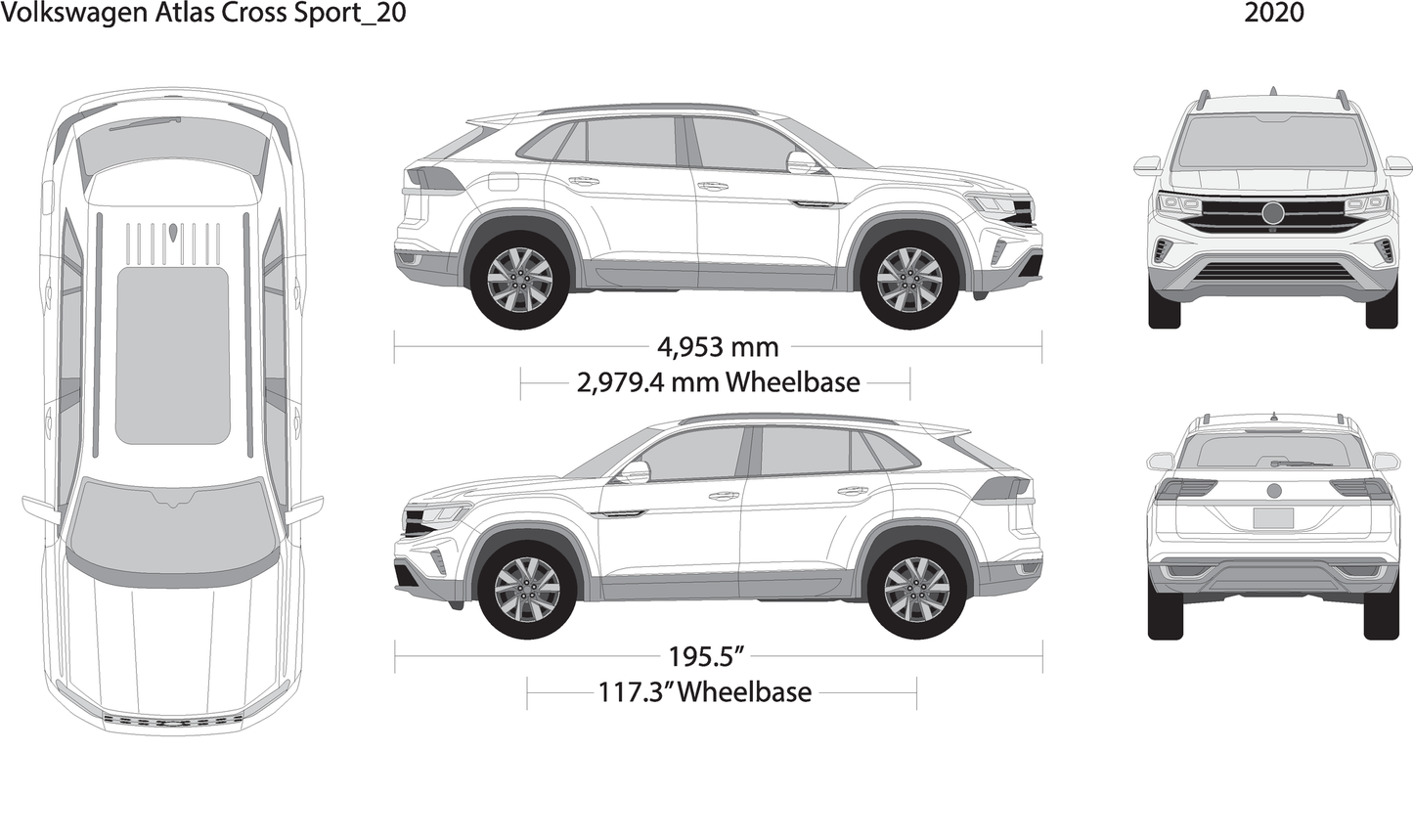 2020 Volkswagen Atlas Cross Sport V20 Vehicle Wrap Template