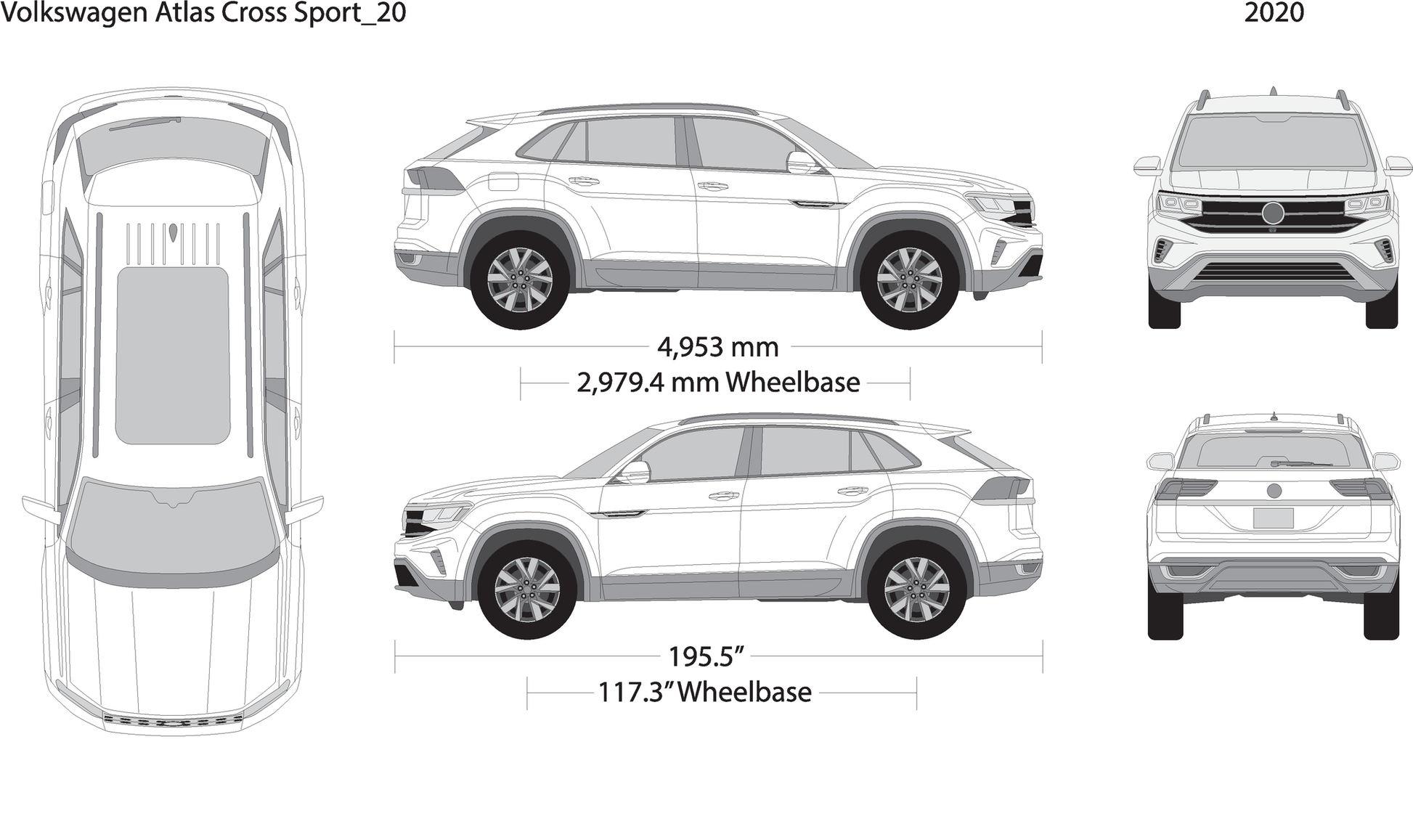 2020 Volkswagen Atlas Cross Sport V20 Vehicle Wrap Template