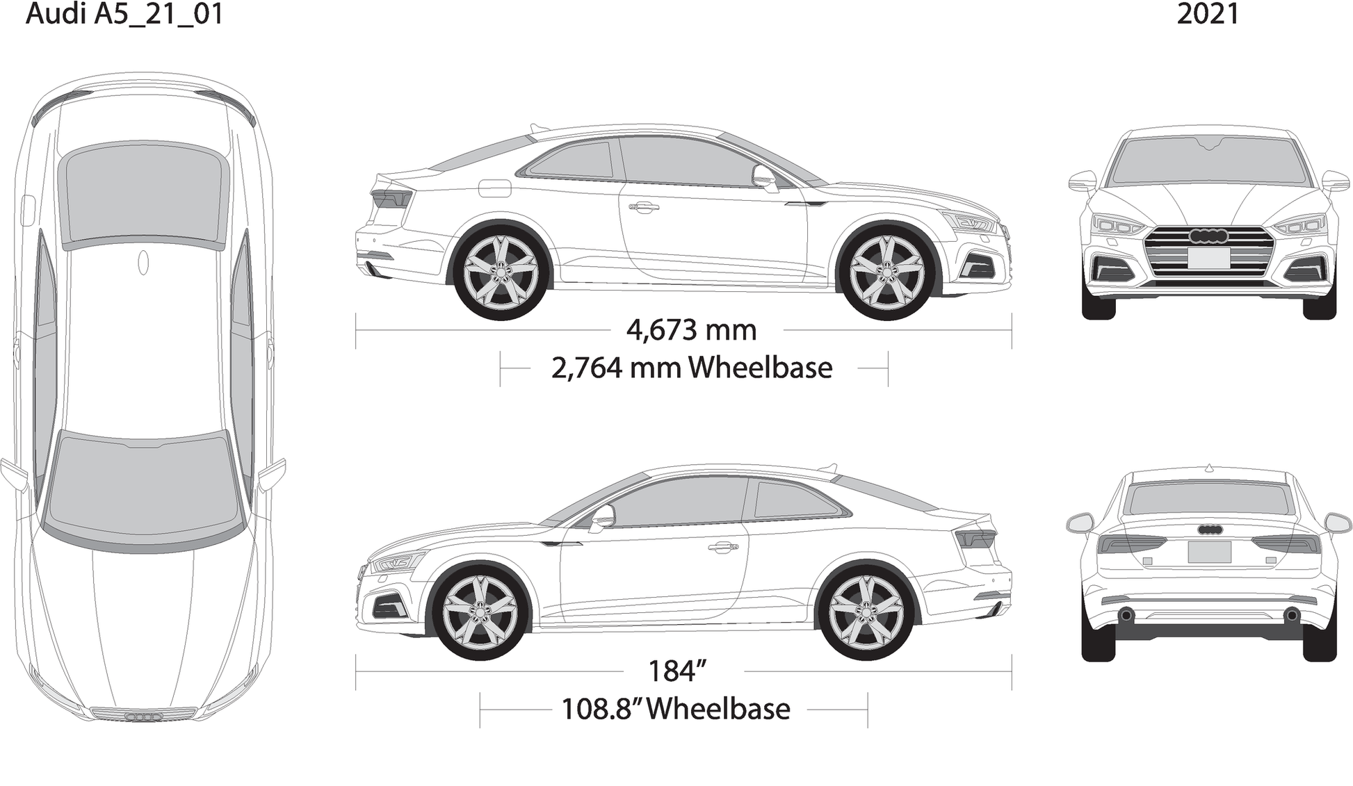 2021 Audi A5 V01 Vehicle Wrap Template
