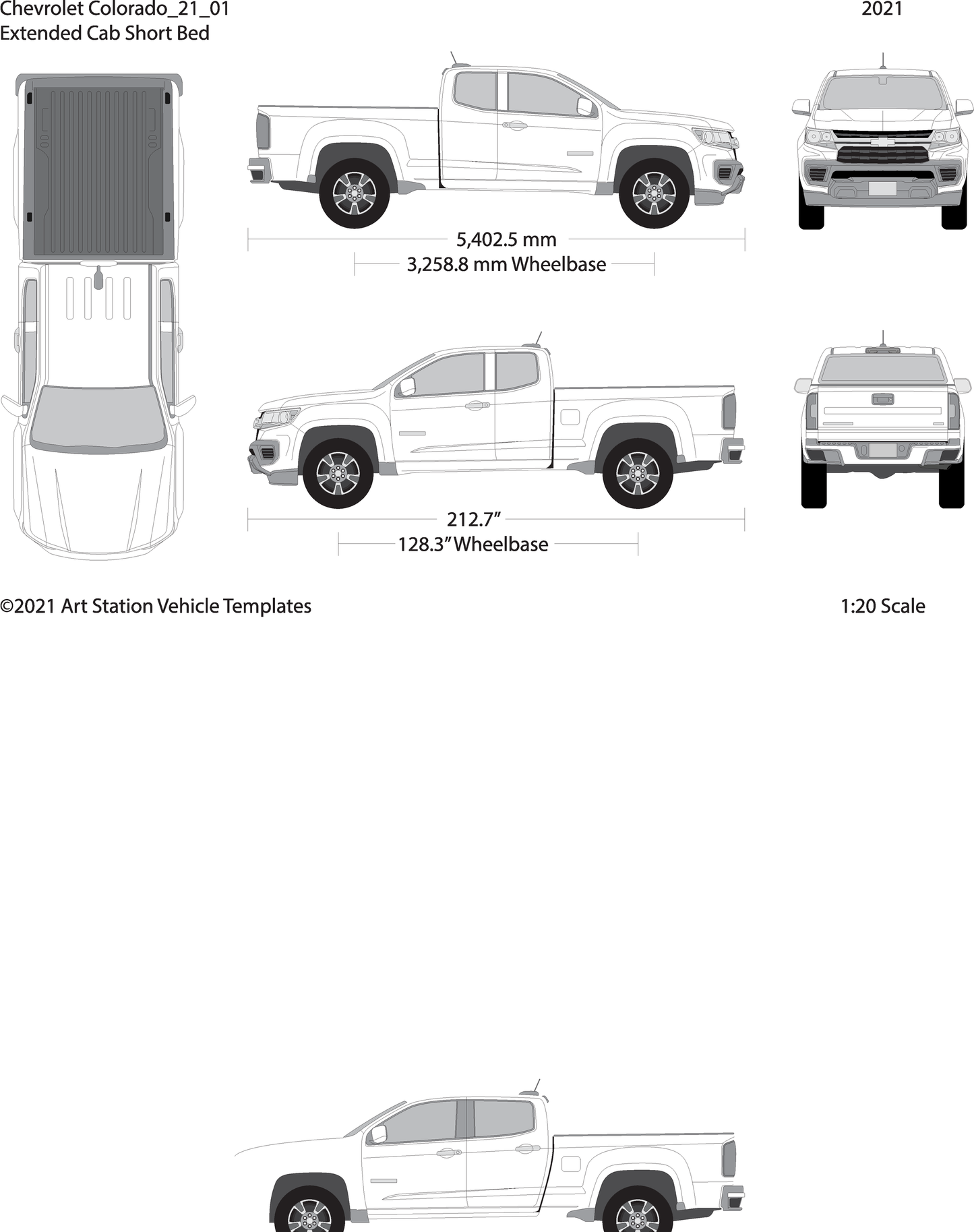 2021 Chevy Colorado V01 Vehicle Wrap Template
